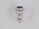 98929 - Art Deco Platinum AGL Sapphire Diamond Gents Ring