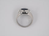 98929 - Art Deco Platinum AGL Sapphire Diamond Gents Ring