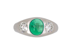 99021 - SOLD - Art Deco Platinum Emerald Diamond Gents Ring