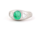 99021 - SOLD - Art Deco Platinum Emerald Diamond Gents Ring