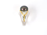 99089 - Gold Diamond South Sea Black Pearl Ring