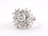 99498 - SOLD - Circa 1965 Platinum Diamond Cluster Gallery Ring