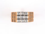 99569 - SOLD - Retro Gold Platinum Diamond Checkered Gents Ring