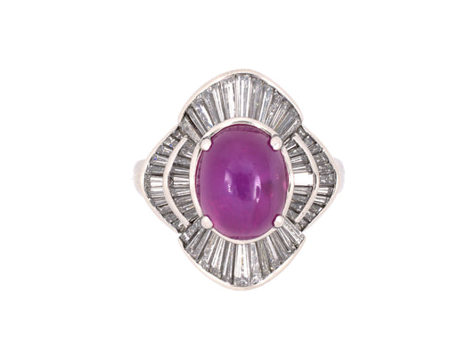 99571 - Platinum Star Sapphire Diamond Cluster Ballerina Ring