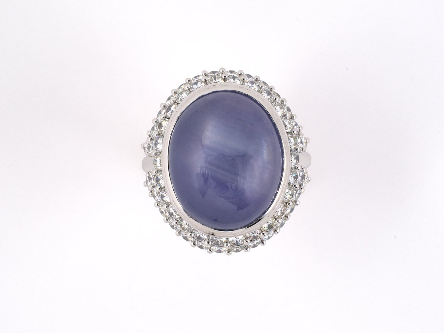 99572 - SOLD - Platinum Star Sapphire Diamond Cluster Ring