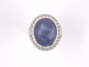 99572 - Platinum Star Sapphire Diamond Cluster Ring