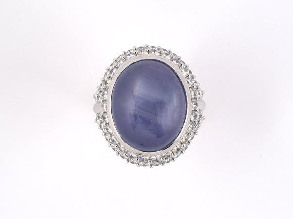 99572 - Platinum Star Sapphire Diamond Cluster Ring