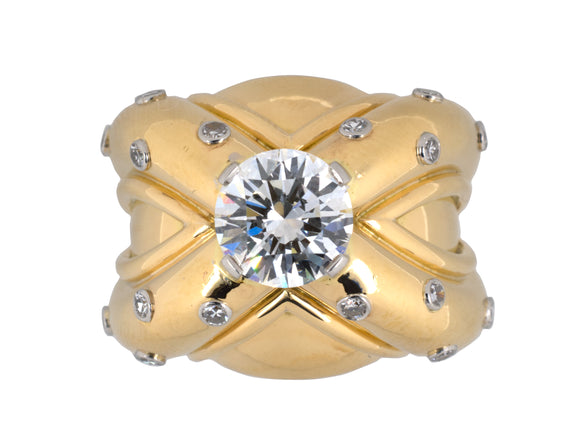 99585 - Circa 1950 Gold Platinum French GIA Diamond Cocktail Ring