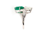 99901 - SOLD - Platinum Pear Shape GIA Diamond Colombian Emerald Ring