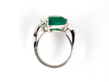 99901 - SOLD - Platinum Pear Shape GIA Diamond Colombian Emerald Ring